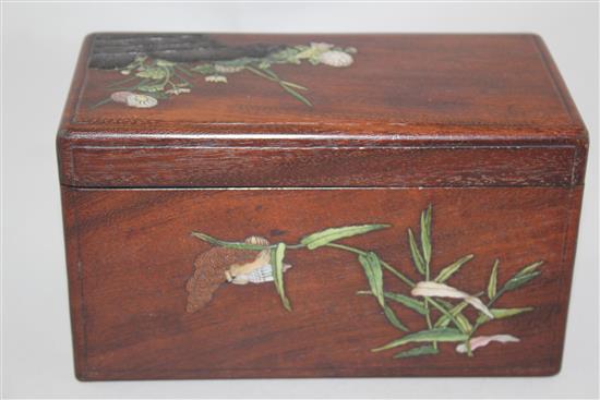 A fine Japanese shibayama type hardwood rectangular box, Meiji period, 18.5cm